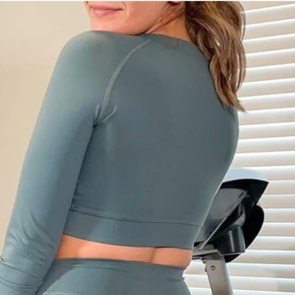 Danysu Snatched Waist Crossover Naked Feeling Workout Gym Outfit LS XS - Picture 8 of 12